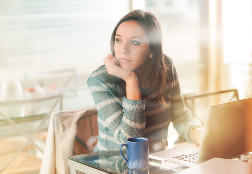 woman thinking about job